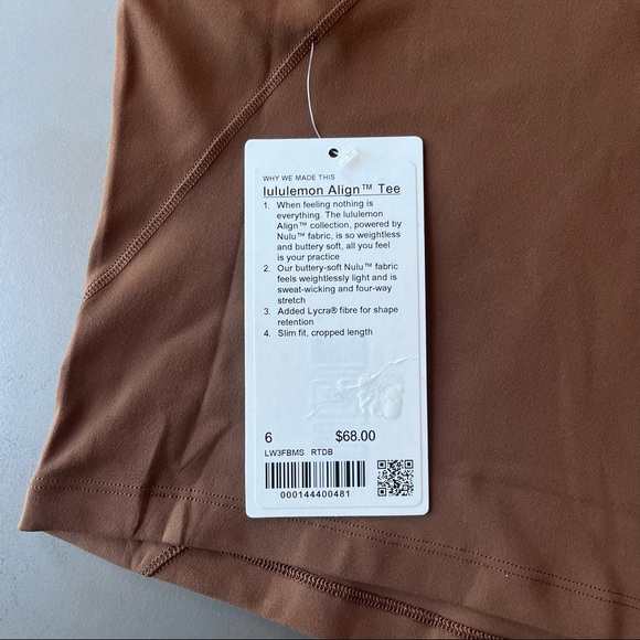 NWT LULULEMON ALIGN TEE - CHOCOLATE - Picture 9 of 9